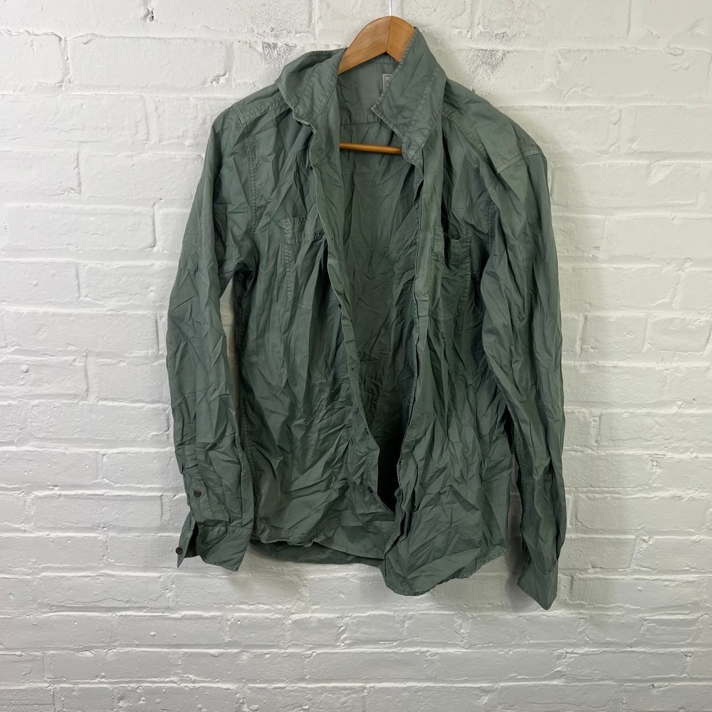 Scalpers Men's Casual Button Down Shirt Long Sleeve Collar Neck Green Size 39